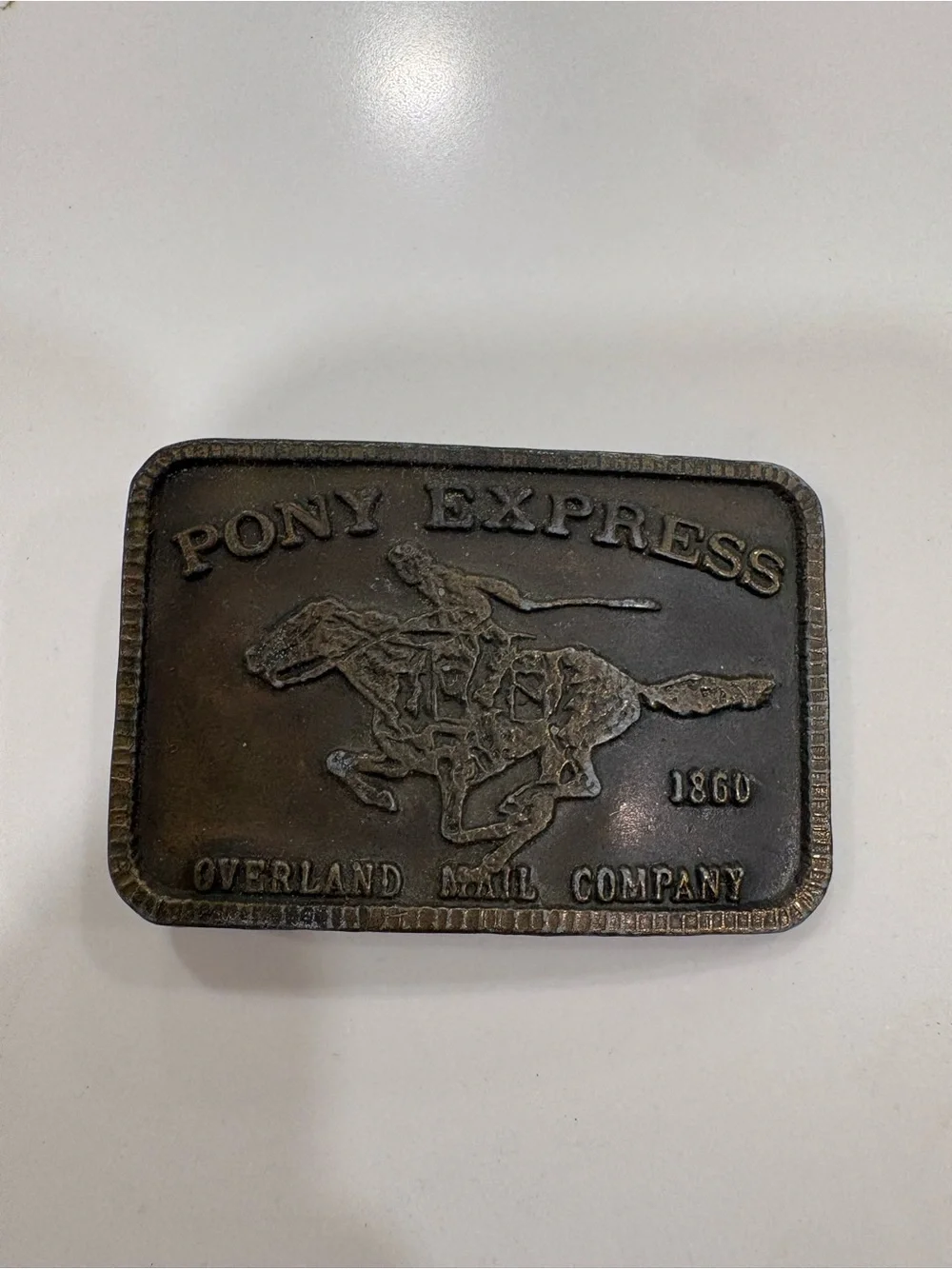Pony Express Solid Brass Express Rider Belt Buckle